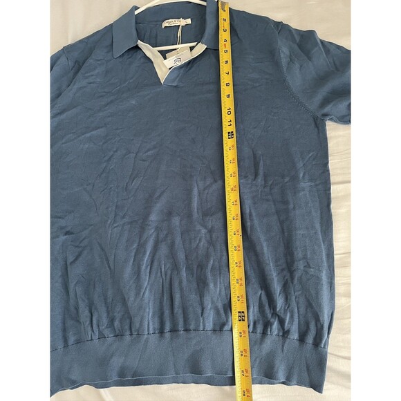 NEW Collars & Co Pure Cotton Polo Knit Navy Shirt Men's Large Short Sleeve Golf - Picture 6 of 6